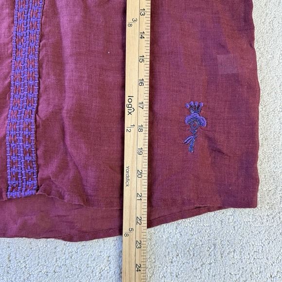 Sundance Christiane Embroidered Blouse PM Burgundy Purple Boho Ramie Top $138 - Picture 13 of 14